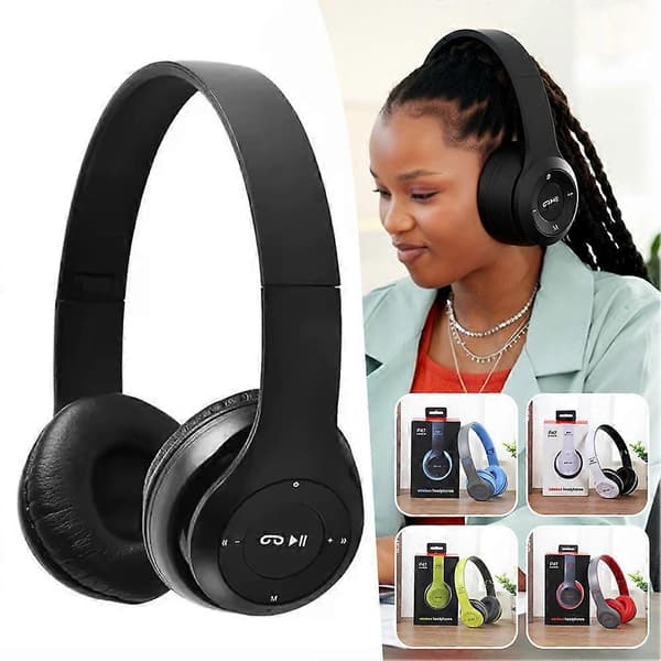 P47 Over-Ear Bluetooth Hörlurar - Trådlöst Vikbart Headset med Aktiv Brusreducering & Mikrofon White