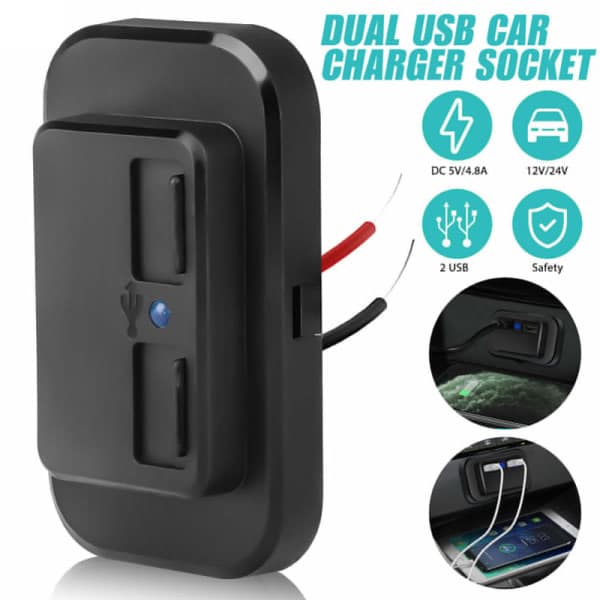 USB-stik Bil 12V USB-stik Bil USB-port Panelmontering 12V USB Opladning