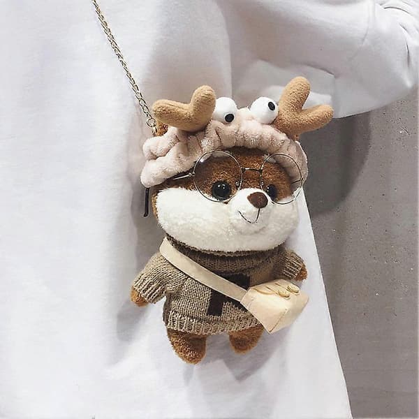 Plys pose 18cm - khaki bjørn