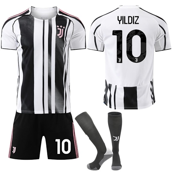 2025-2026 Juventus FC Hjemme Børne Voksen Fodboldtrøje med Strømper No.10 YILDIZ 16