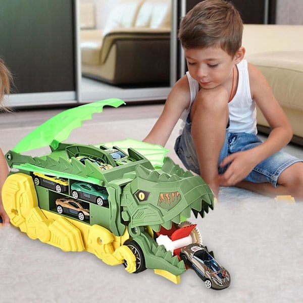 Dinosaurus Kuorma-auto Lelu, Rakennusajoneuvo Lasten Mielikuvitukselle ja Leikkiin Tummanvihreä