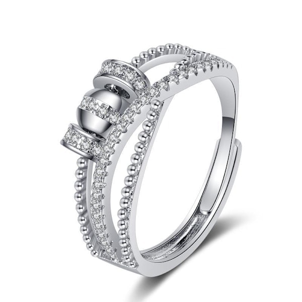 Fidget Ring för Dotter - Silver Spinner Ring med Kubisk Zirkonia