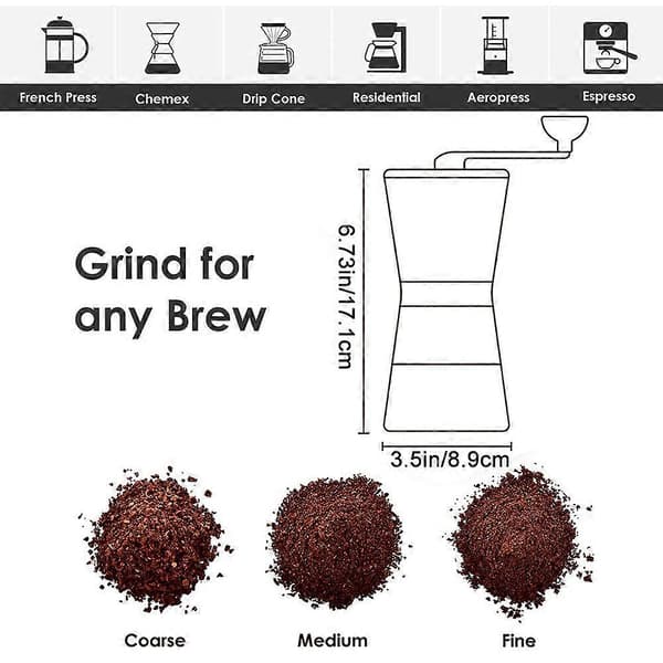 Justerbar Manuel Kaffekværn, Rustfrit Stål og Glas