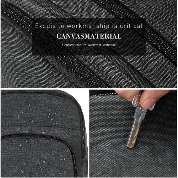 Canvas-reppu miehille, 17,3 \" kannettava tietokone - 35L opiskelijareppu musta