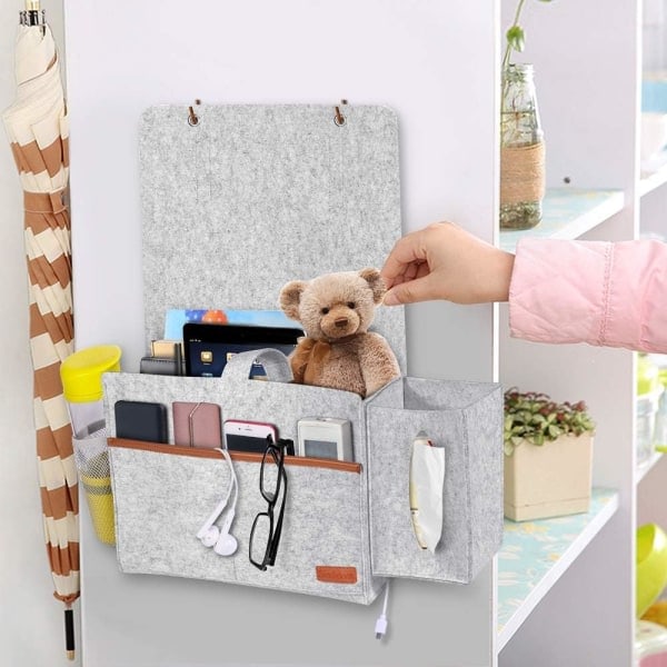 Sängficka, sängförvaringsväska med papperslådor för fjärrkontroll