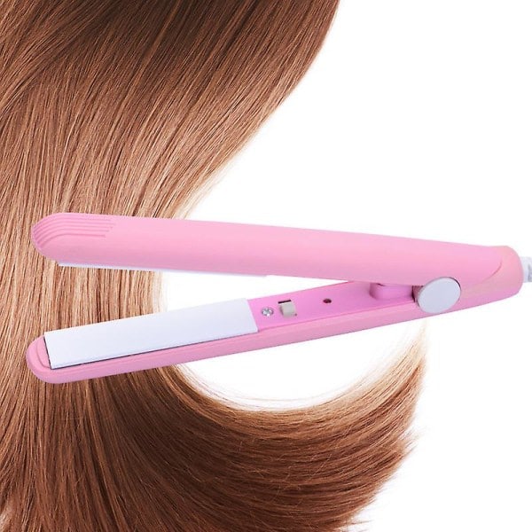 TG Rejse-miniglatter Keramisk Turmalin-glattejern med rejsetaske Dual Voltage Rejseglattejern Pink