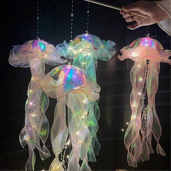 5 stk. Jellyfish Natlampe Bærbar Blomsterlampe Hængende Jellyfish Lys til Soveværelse Værelse Atmosfære