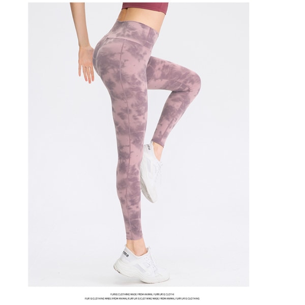 Kvinder High Waist Gym Leggings Fitness Sport Løp Yoga Byxor Tie Dye Dark Grey M