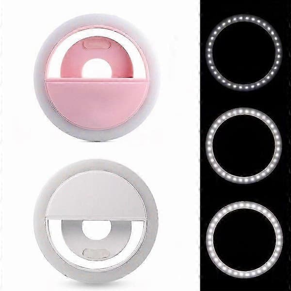 Mobiltelefon Fylllys Ringlys LED Ringlys For Selfie Live USB Oppladbart Ring Fylllys white