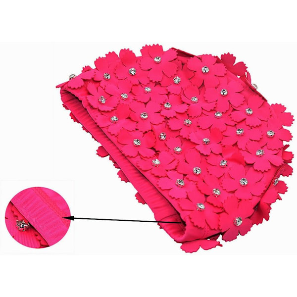 Håndlaget retro svømmehette med rhinestone-kronblader for kvinner