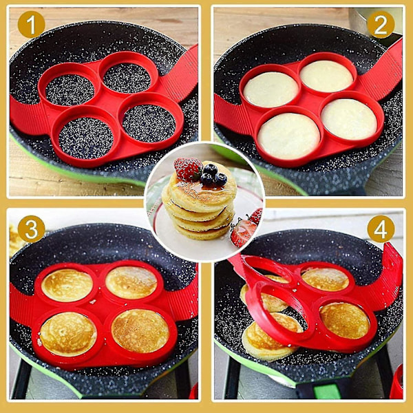 Non-stick Silikon Pannkaksform Kökstillbehör Ring Maker Silikon Bakning Tårta Ägg Ring Pannkaksbakningsform Form Pannkakstillbehör Ring Äggkokare