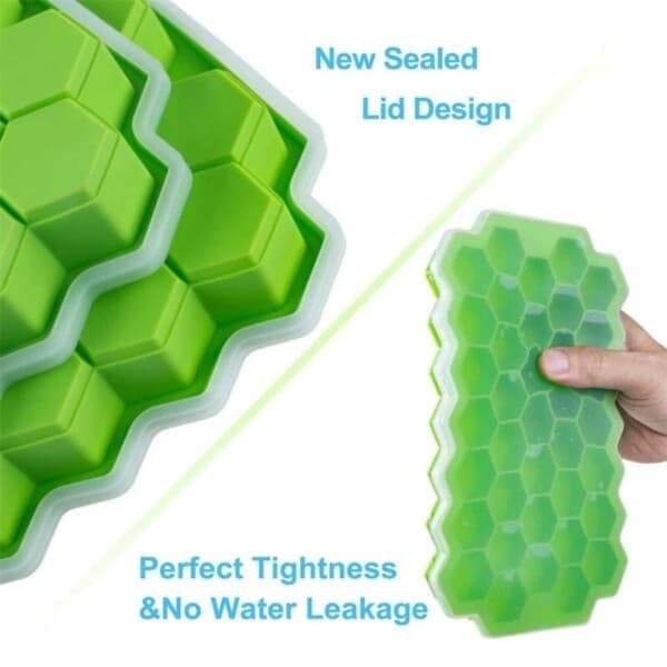 Stabelbar Isform med Låg – Isterningeform Hexagon Bageform Silikone