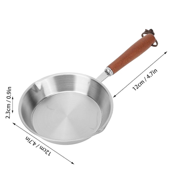 12 cm Stegepande i rustfrit stål Non-stick Æggepande Stegepande til husholdningsrestaurant Induktionskomfur