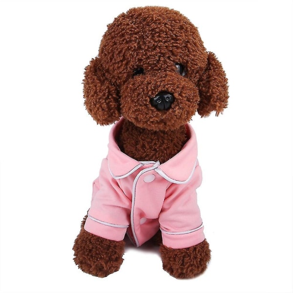 Pyjamas til kæledyr Modetøj til kæledyr Hundeskjorte luksusfrakkejakke Fritidstøj til små mellemstore hunde Kat Chihuahua Bulldog kæledyrstøj Pink prik XS