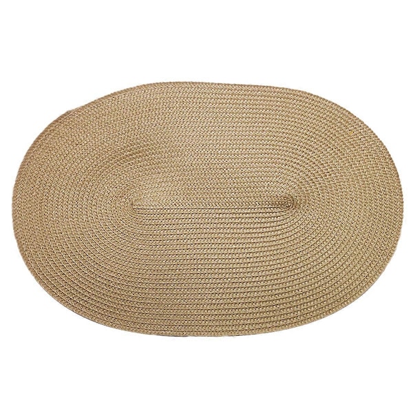 Soikeat punotut tabletit 30*45cm pöytätabletit ruokapöytiin, luonnonmukaiset kudotut lämmönkestävät tabletit (soikea beige)