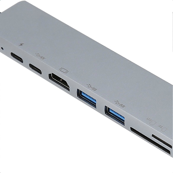 USB C -telakka 8 in 1 Monitoiminen Type C - RJ45 USB3.0 USB C HD Multimedia Interface -telakointiasema pöytäkoneelle ja kannettavalle tietokoneelle