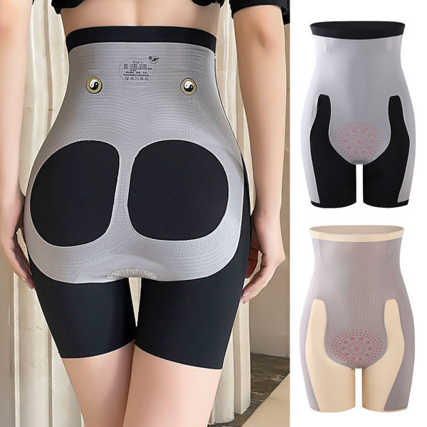 Kvinnor Sömlös hög midja kontroll byxor Fiber Restoration Body Shaper Black M