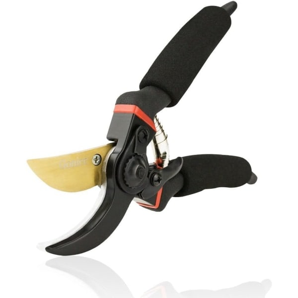 Hagesaks Rett Blad i Stål og Titan Blomstersaks Klipp Bypass Tørt Tre. Ergonomiske Håndtak