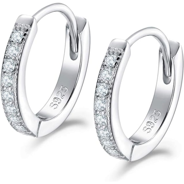 Sterling silver hoop-örhängen med AAA cubic zirconia, diameter 13mm Små sov-hoop-örhängen
