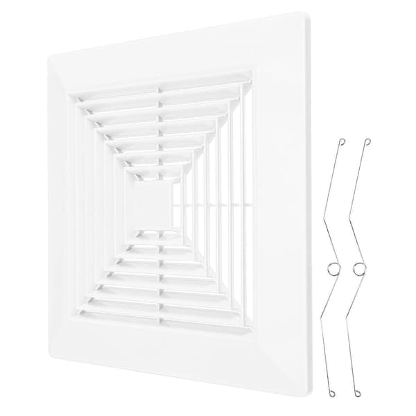 Firkantede ventilasjonsgitter er egnet for baderomsvifter og sikrer deres ytelse.