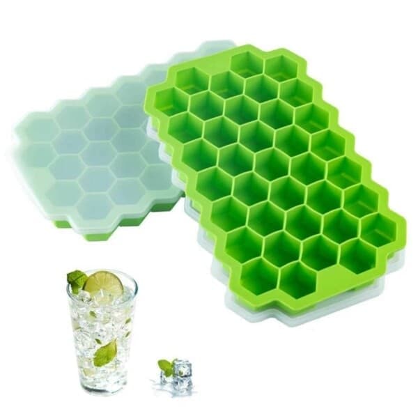 Stabelbar Isform med Låg – Isterningeform Hexagon Bageform Silikone