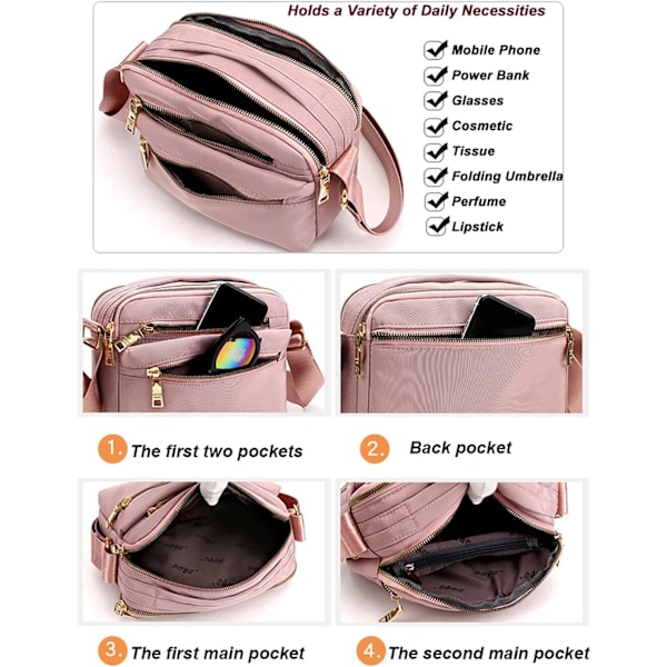 Dame Crossbody Tasker, Multi-lomme Messenger Tasker Skuldertasker Rejsetasker Håndtasker Unisex Egnet til Shopping Rejser Dating Vandring Dagligt