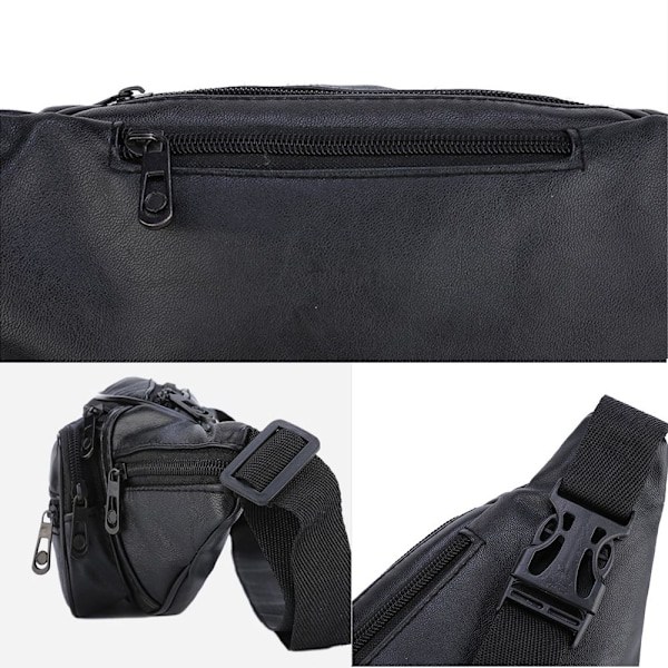 Bæltetaske Fanny Pack Brysttaske i læder-FS2--AD3- sort