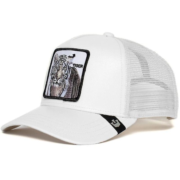 Ryddesalg Dyr Baseball Cap Solbeskyttelse Mesh Brodert Trucker Hat Tiger white