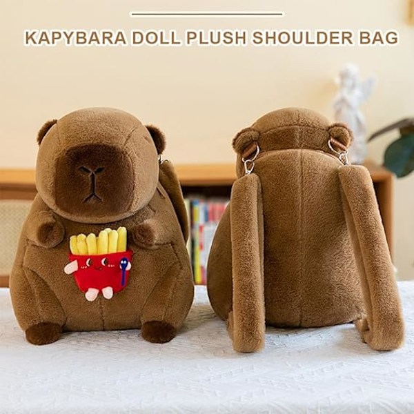 Söt Capybara Plysch Ryggsäck Rolig Tecknad Capybara Axelväska Barn Mini Ryggsäck Mode Plysch Päls Väska Flickor