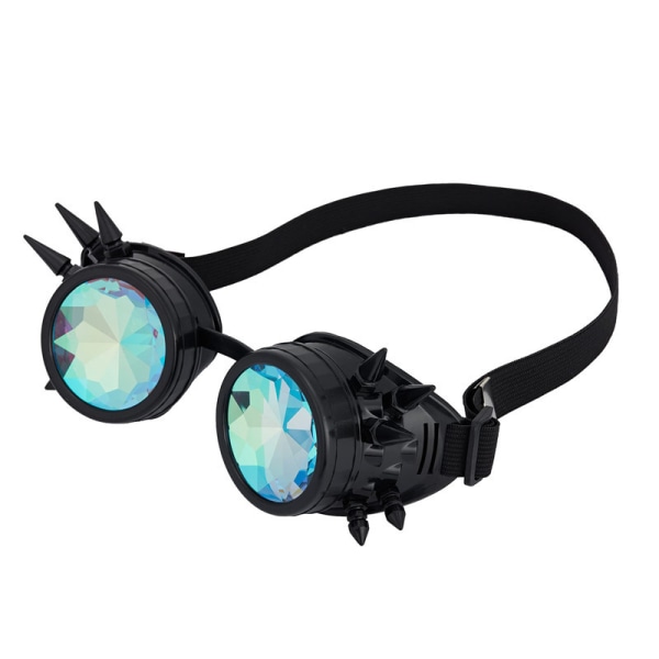 Rainbow Goggles Spiked Kaleidoscope Crystal Linses Briller Black