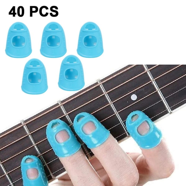 Silikone Guitar Finger Beskytter, Guitar Fingerspids blue