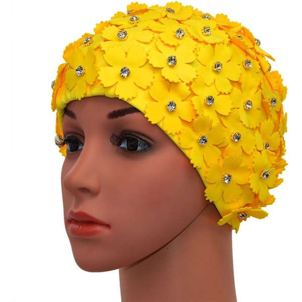 Håndlavet retro svømmehætte med rhinestone-blade til kvinder