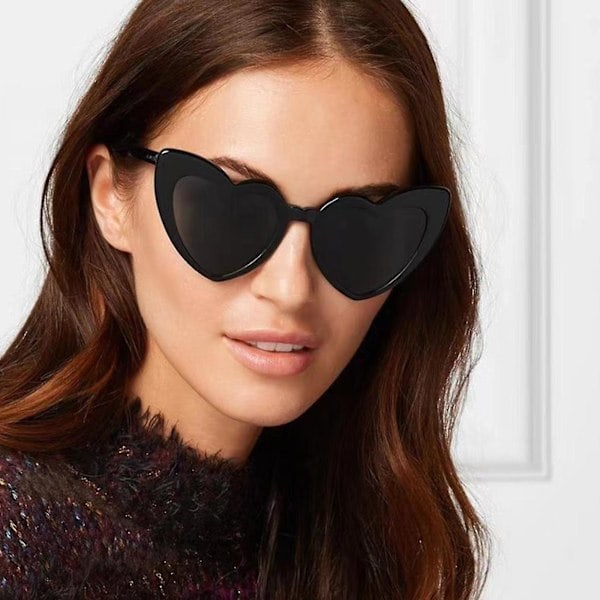 Hjärtformade solglasögon för damer, trendiga söta hjärtformade glasögon retro Taylor solglasögon Rosa
