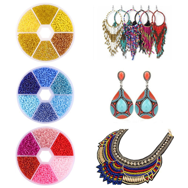 DIY plain glass millet beads, 6 color combination color beads set, DIY jewelry accessories purple 2MM