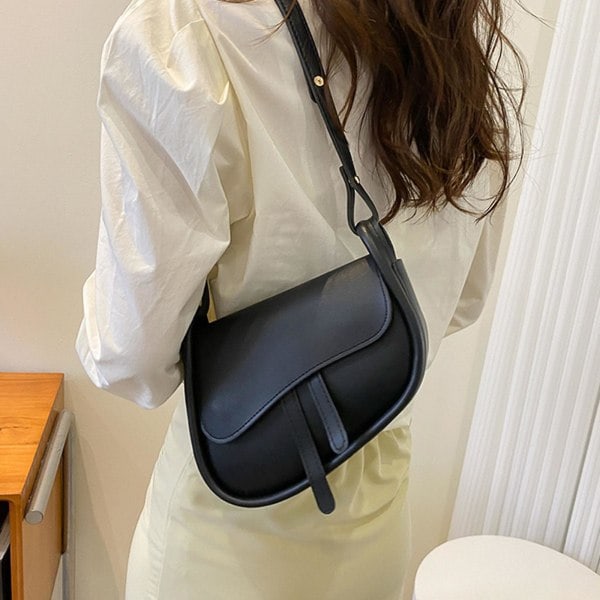Crossbody-väska i läder, underarmsväska, justerbar axelväska för hundpromenader, gul