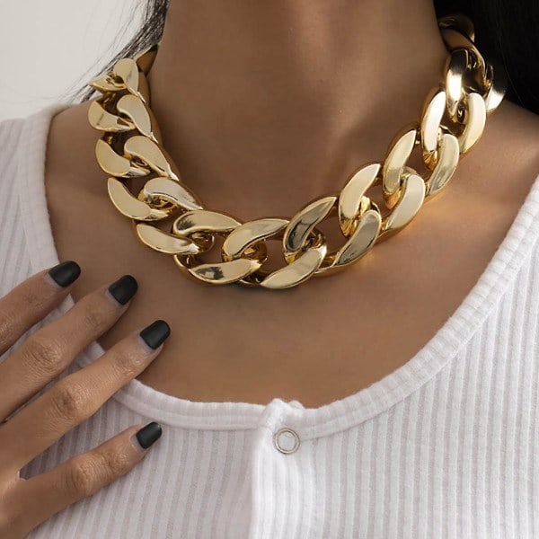 Punk Kuubalainen linkkiketju choker kaulakoru kulta kevyt paksu soikea linkkiketju kaulakoru statement hip hop korut