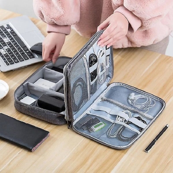Kabelveske Vanntett Digital Elektronisk Organizer Bærbar Usb Datakabel Lader Plugg Oppbevaringsveske Reisekabel Organizer