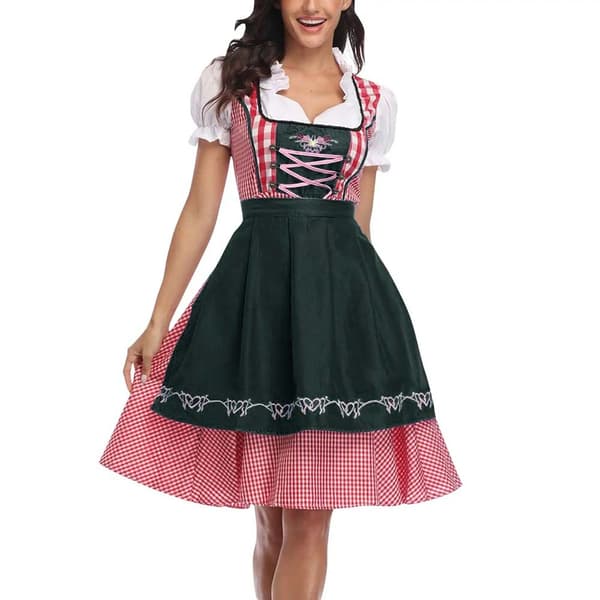 Dirndl med forklæde til Oktoberfest - Bayersk traditionel kjole til kvinder S