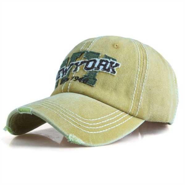 Brevbroderi Baseballkasketter Nødstedte huller Blegede hatte KHAKI khaki