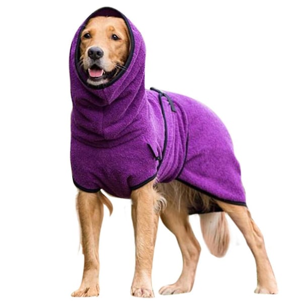 Husdjur Hund Kläder Handduk Torkning Badrock Kappa Valp Varmare Kläder Purple 2XL