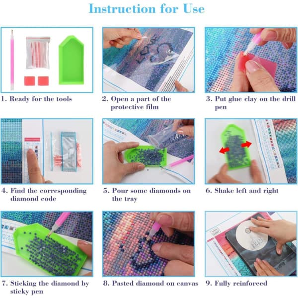 DIY Diamantmaleri, Diamantkunst Maleri Ugle Kit for Voksne