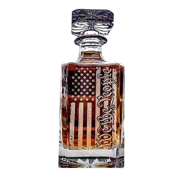 Viskikarahvi Amerikan lipun kuviolla / 450 ml esittelypullo / Aromaterapiapullo / Lasipullo