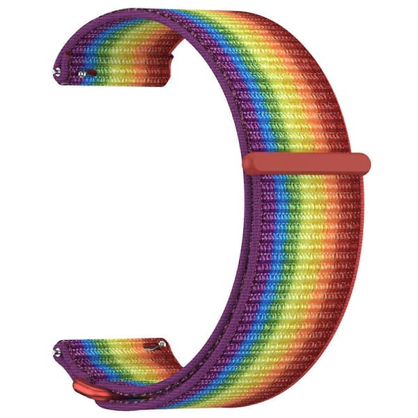 För Garmin Venu X1 Armband Magisk Tejp Nylon Loop Klockarmband med Metallring Regnbåge