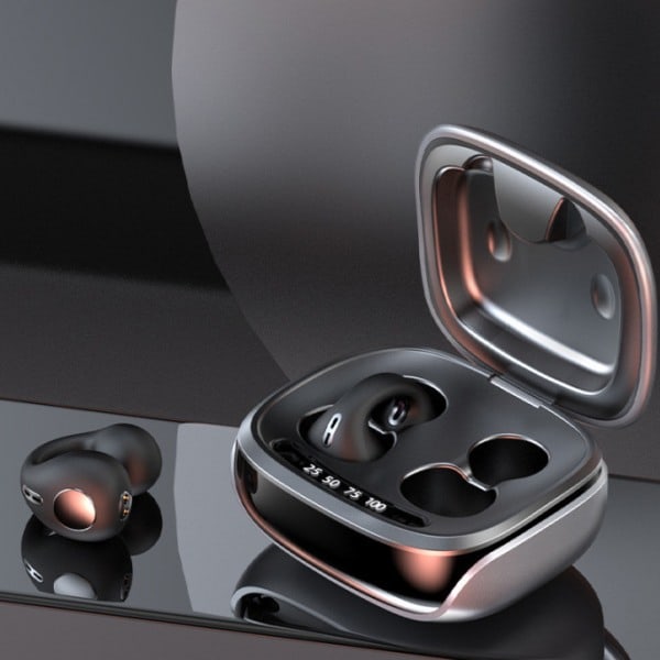 Clip On Open Ear -kuulokkeet Langattomat korvaklipsit Nappikuulokkeet Clip On -nappikuulokkeet Langattomat Ear Clip Bone Conduction -kuulokkeet Bluetooth Bone Conduction -korva... Grey