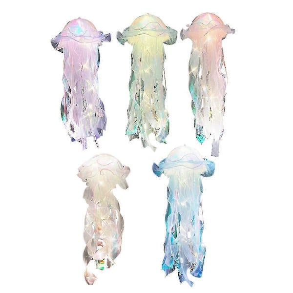 5 stk. Jellyfish Natlampe Bærbar Blomsterlampe Hængende Jellyfish Lys til Soveværelse Værelse Atmosfære