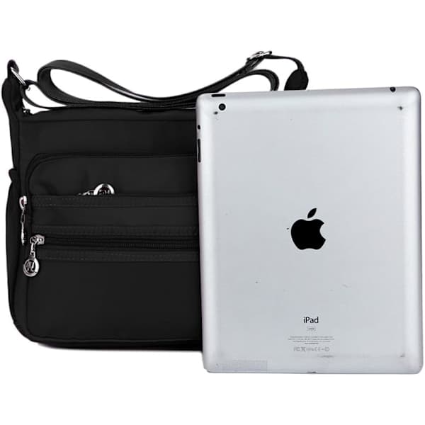Nylon Oxford Messenger Taske (sort), afslappet canvas til damer