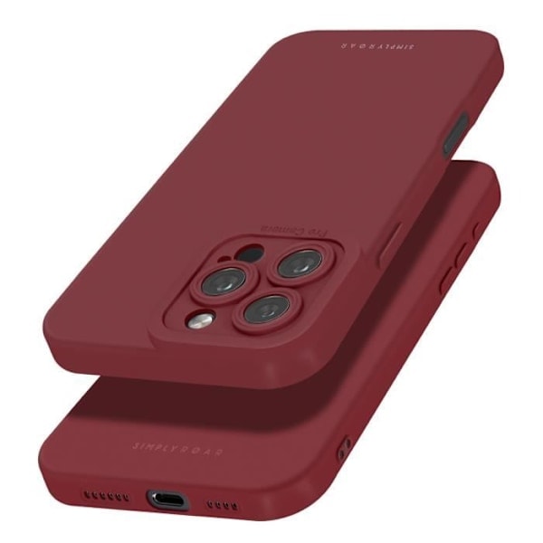 iPhone 16 Pro Skal Matt Silikon Mjukt Kameraskydd Vinröd