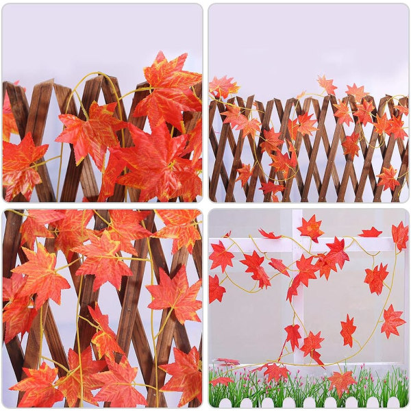 Efterårsguirlande, 10 tråde kunstige ahornblade Red Maple Vine Ivy Greenery