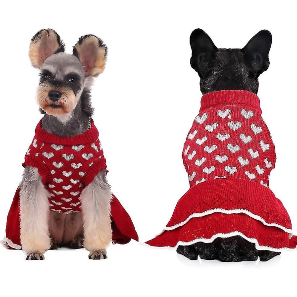 Dog Heart Sweater Kjole Varm Hunde Sweaters