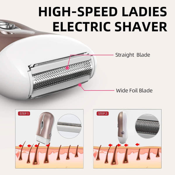 Epilator for kvinner - 2 i 1 hårfjerning Epilator Elektrisk dame barbermaskin for bikini, ben, arm, armhuler, hake, oppladbar bikinitrimmer B...